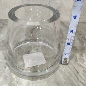 Floral Fat Pyramid Flower Vase w/ Beveled Edge, 4x4 In. **NEW**